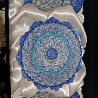 ست بشقاب و کوزه میناکاری کاری اصفهان با جعبه چرمی