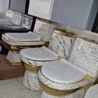 توالت فرنگی سفید طلایی گلدار کلکته