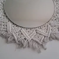 آینه دیواری مکرومه سفید
