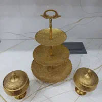 شیرینی خوری سه طبقه  و دو قندان برنز هندی وارداتی