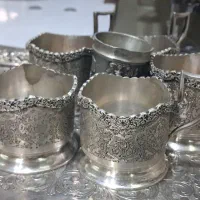 پنج عدد زیر استکان نقره
