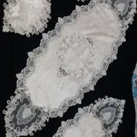 رومیزی مخمل دانتل ۴ تکه