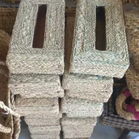 جا دستمال کاغذی بدنه چوب روکش حصیر