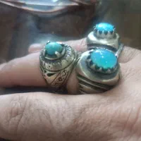 انگشتر نلبرین نگین فیروزه و یاقوت کبود