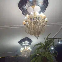 دوجفت لوستر ۱۰ شاخه دو گل تمام برنج با لاله و لامپ