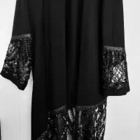 مانتو مجلسی پارچه گاباردین پایین کار شده است
