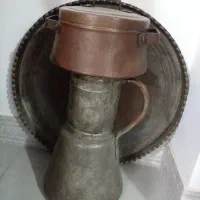 سینی بزرگ و سنگین وزن مسی.شیر دوش و قابلمه مسی