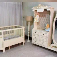 سرویس چوب سیسمونی نوزاد /تخت ۲حالته و دراور آینه