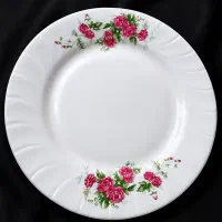 یک دست بشقاب پلو خوری گل سرخی قدیمی