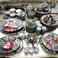 سرویس چینی عتیقه 12 نفره گلمرغی قدیمی انتیک