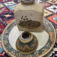 دکوری دست‌ساز شامل گلدان.زیر گلدانی.جا شمعی