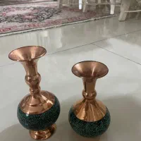 گلدان مسی فیروزه کوب اصل و ترمه