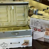 کیف قاشق وچنگال سامسونتی تاج طرح مرمر طوسی