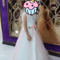 لباس عروس دخترانه سفید صورتی نونو