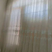 پرده حریر طرح دار سفید رنگ