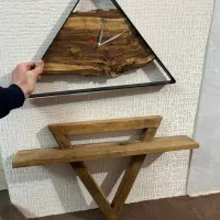 ساعت دیواری چوبی دو تکه مثلث