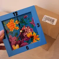 ساعت چوبی نقاشی و رنگ دستساز رو میزی