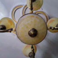 لوستربرنجی برنزی چهارشاخه حباب رنگی طرح سنگ