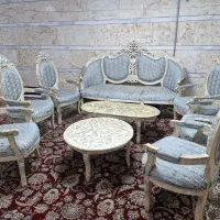 مبلمان فرحی ۹ نفره چوب محکم آبی خوش رنگ فرهی