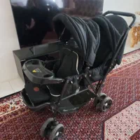 کالسکه دوقلو مشکی درحد نو