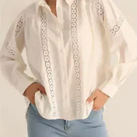 شومیز سفید کاملا نخی ترک