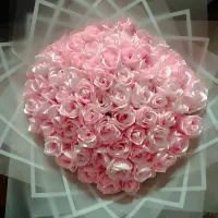 گل با ربان 73تا شاخه رنگی صورتی خیلی شیک