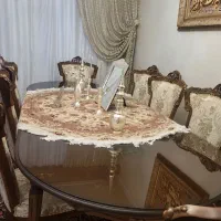 میز ناهارخوری  کنده کاری شده چوبی 8نفره بدون صندل