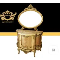 آینه کنسول/ رنگ سفید ورق طلا/چوب راش