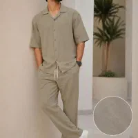 ست پیراهن و شلوار مردانه پارچه لنین خنک  Lتا3XL