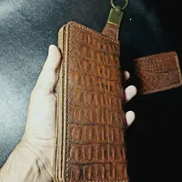 سِت دست دوز چرم گاوی طرح کروکودیلی