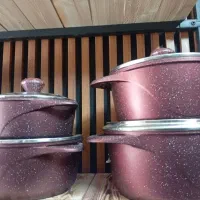 قابلمه بزرگ روحی گرانیت شده نچسب و سرویس چدن