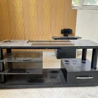 میز تلوزیون شیشه ای یک کشو