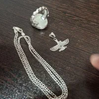 پلاک زنجیر و انگشتر نقره