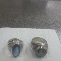 انگشتر نقره با سنگ موزونایت و توپاز