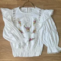 لباس شومیز سفید لنین استوک نو عمده تاناکورا