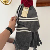 ست کلاه و شال گردن و دستکش بافت خارجی بچگانه