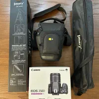 دوربین Canon 250D به همراه کیف، پایه دوربین و سایر