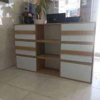 زیر تلویزیونی( دیواری ) MDF سفید و طرح چوب