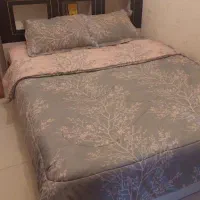 تخت دونفره با تشک کاملا سالم و کفی تخت