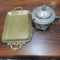 سینی برنجی قدیمی وقندان مارکsena
