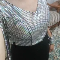 لباس مجلسی نو پولکی رنگین کمانی