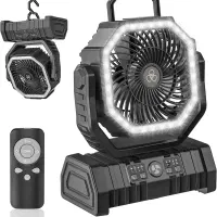 پنکه شارژی کمپینگ مدل F6 با چراغ LED و کنترل از ر