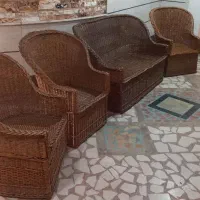 مبل پنج نفره حصیری بسیار سالم