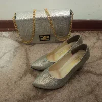 کیف و کفش نقره ای پوست ماری