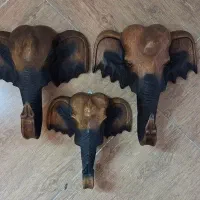 مجسمه چوبی، فیل و گربه چوبی