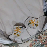کت سارافون کتان سبز و کرمی