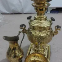 ست سماور و قوری برنجی