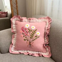 کاور کوسن گلدوزی شده با دست چین و تور دار