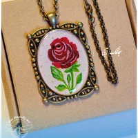 گردنبند رزینی برنز نقاشی اکریلیک