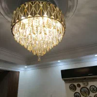 دو عدد لوستر کریستالی همراه آویز سه تایی